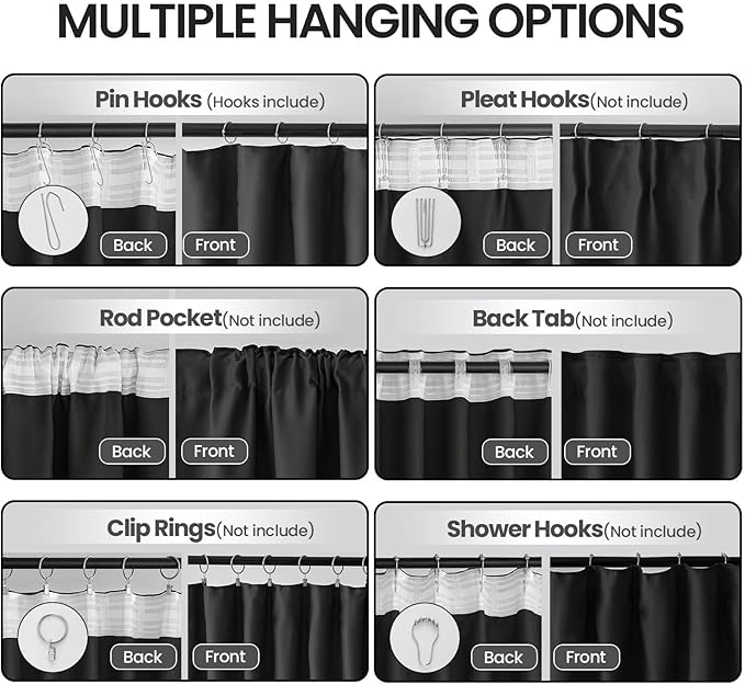 Black Out Curtains for Bedroom Windows 52 x 90 Inch Long 2 Panels