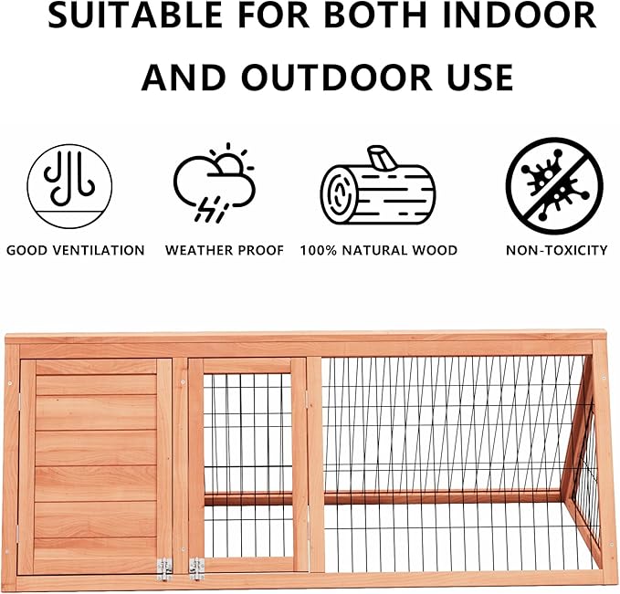 Small Chicken Coop, Wooden Chicken Coop for 2 Chickens Outdoor A-Frame Quail Cage Rabbit Hutch with 2 Doors,Removable Tray&Ventilating Wire Fence for Backyard,Farm(Brown)