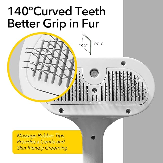 Cat Steam Brush for Shedding, Self Cleaning Cat Brush with Water Spray, 3-in-1 Design for Massage, Hair Removal, and Cleaning, Steamy Brushes for Indoor Cats and Dogs (White)