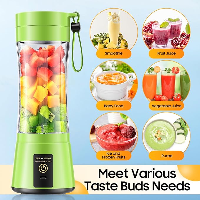 Portable Blender Personal Size Blender - 12 Oz BPA Free Travel Cup Make Smoothies and Shakes, Cordless USB Rechargeable, Lightweight Suit in Travel/Gym/Office