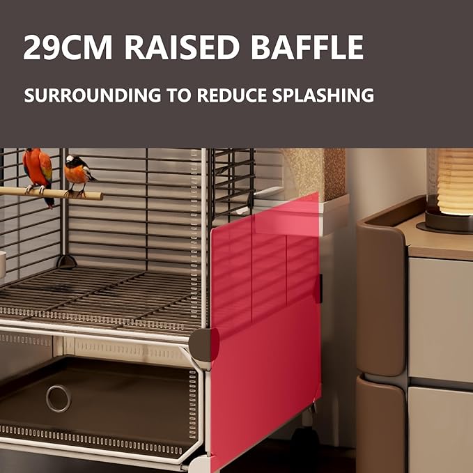 Large Parrot Cage with Acrylic Doors, 4 Casters, Perch & Feeder, Detachable Drawer, Ideal for Cockatiels, Budgies, Conures, Indoor/Outdoor Use – Spacious White Birdcage(White,36 * 36 * 106)