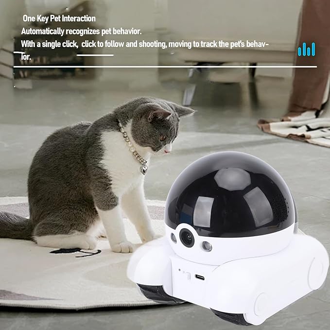 Ejoyous Pet Robot Camera, Double Lens 1080P Pictures Watching App, 5200mAh Battery Remote Control Wheels, Two Way Talk Interaction, One Click Feature, Supports 128G Storage Card