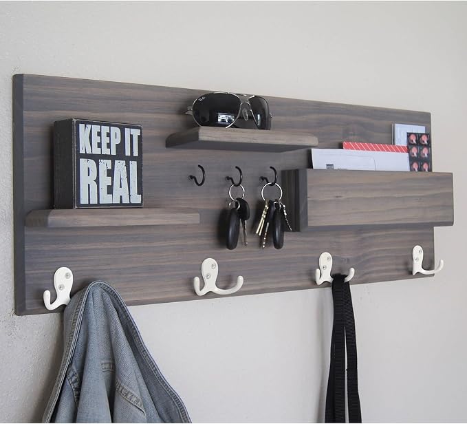 Homanu 34 Pack Coat Hooks, Heavy Duty Double Prong Coat Hooks Wall Mounted