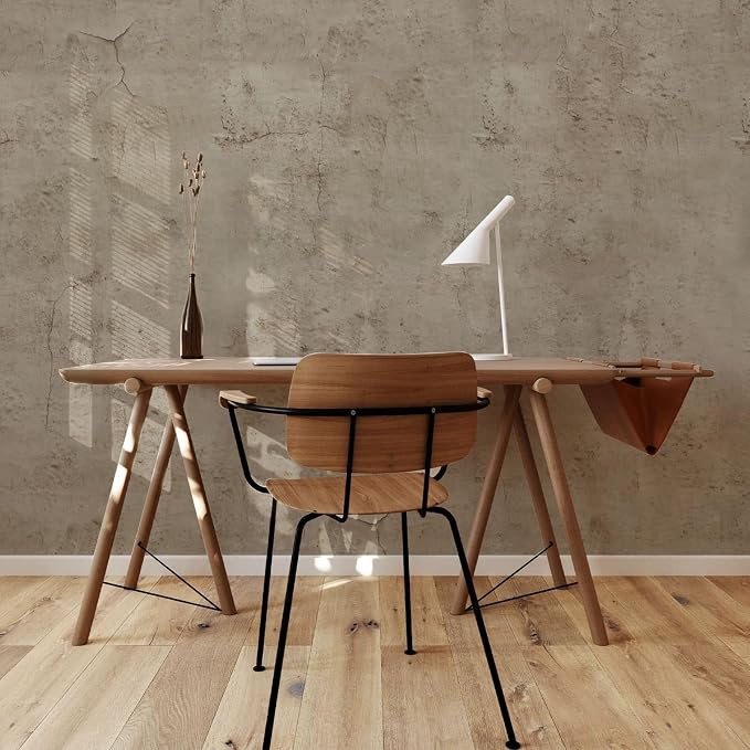Beige Concrete Wallpaper 15.7in X 360in, Cement Contact Paper 3D Matte Textured
