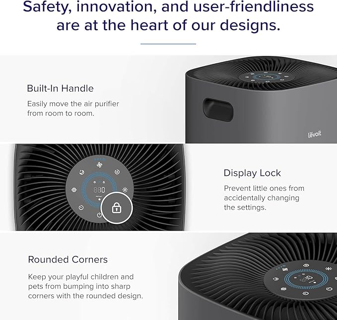 LEVOIT Air Purifiers for Home Large Room Up to 2933 Ft² With HEPA Sleep Mode, AHAM VERIFIDE, Smart WIFI, PM2.5 Monitor, 3-in-1 Filter For Smoke, Pet Allergies, Dust, Alexa Control, Core 600S-P, Grey