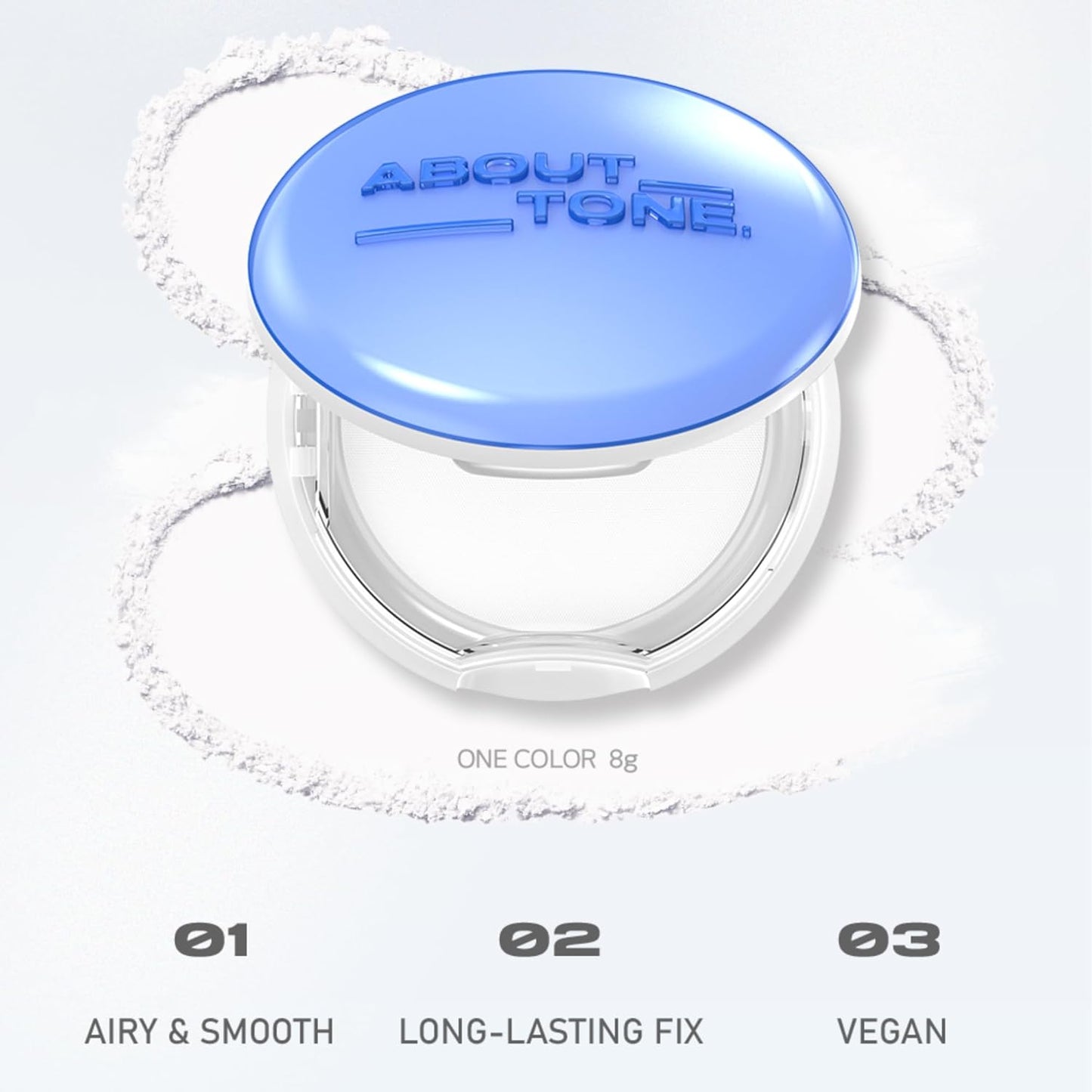 Air Fit Powder Pact 0.28oz - Makeup Fixing Pressed Powder Compact with Mirror and Puff Airy & Light Texture Face Blur Setting Finishing Translucent Sebum Control Lightweight Vegan Formula