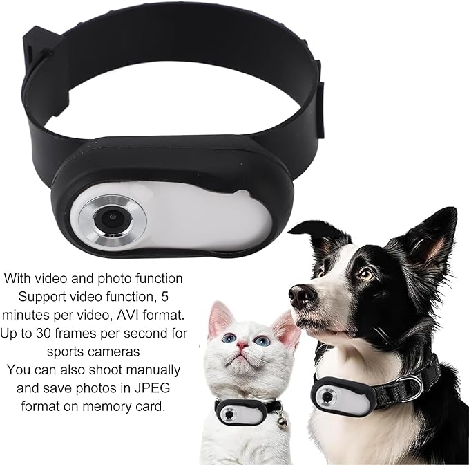 Luqeeg Cat Camera Collar, HD 1080P 30 fps Pet Cameras with 170 Wide Angle Corrective Display & 0.96 Inch LCD Screen, Video Record Wireless Mini Sport Cam for Cats Dogs Activities