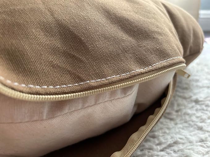 Organic Cotton Canvas Dog Bed: Removable Cover, Natural Fill - Made in USA (Medium Brown, Small 24" x 7" inches)