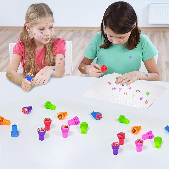 Cinrobiye 24 Pcs Strawberry Stampers Party Favors, Cute Fruit Pre Inked Stamps with 12 Sweet Berry Designs, Strawberry Birthday Party Supplies, Goodie Bag Fillers, Classroom Rewards, Carnival Prizes