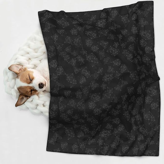 Reversible Pet Blanket for Easy Cleaning Maintenance, Black Marble Style, Double Sided Plush Dot Design Means Double Use Between Washes for Convenience