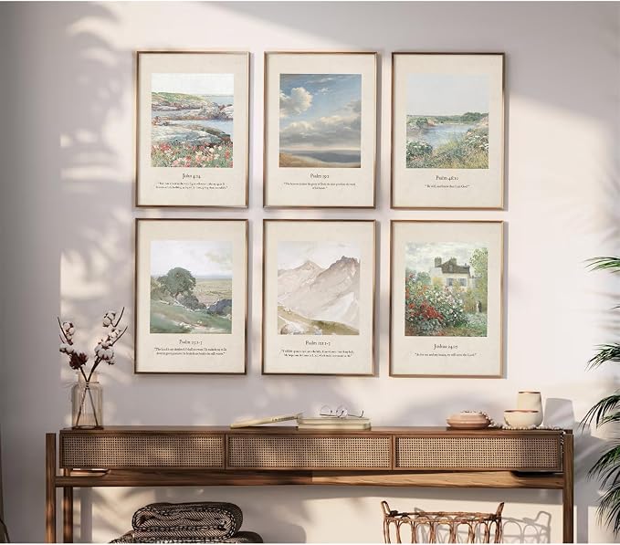 Christian Scripture Wall Art Set of 6 Bible Verse Canvas Wall Decor Psalm 23