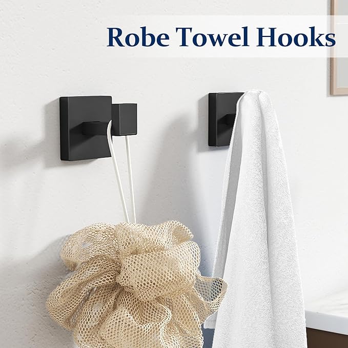 20-Pieces Matte Black Bathroom Hardware Set, 24 Inch Bath Towel Bar Set, Stainless Steel Towel Racks for Bathroom Wall Mounted