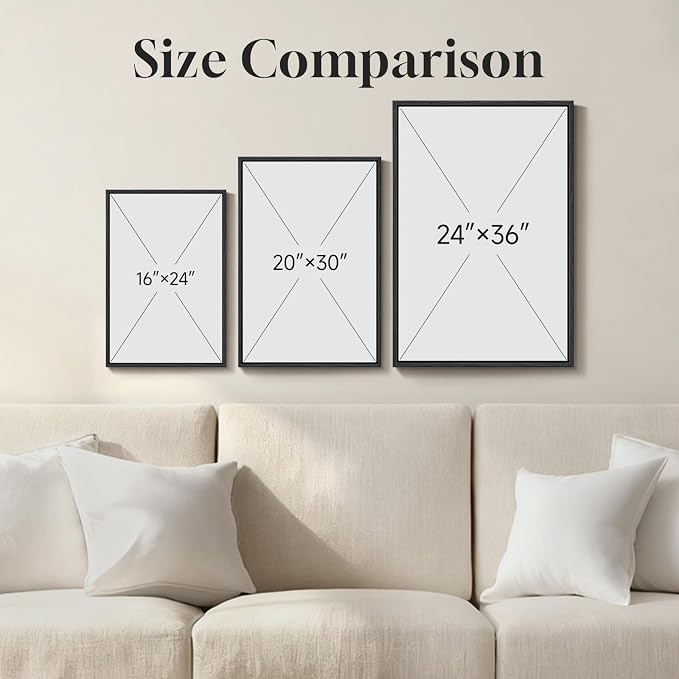 Framed Neutral Beige and Black Abstract Wall Art