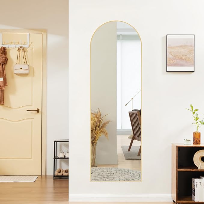 Sweetcrispy 59"x16" Arched Full Length Mirror, Leaning or Standing Full Body