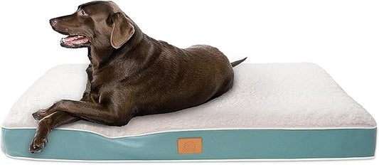 Orthopedic Dog Bed for Large Dogs - Big Waterproof Dog Crate Bed with Removable Washable Cover, Egg Crate Foam Support, Anti-Slip Bottom, Deluxe Plush Pet Bed Mat (Blue)