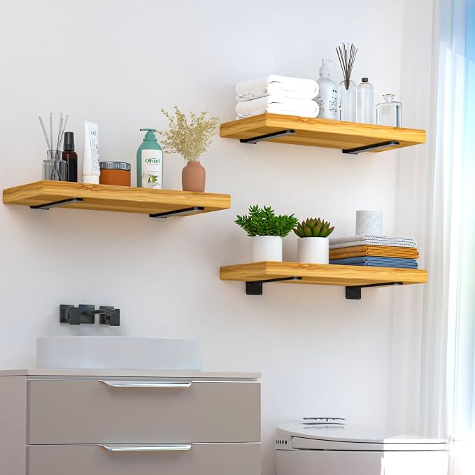 6 Pack - 10 inch Black Hidden L Shelf Bracket Iron Floating Shelf Brackets