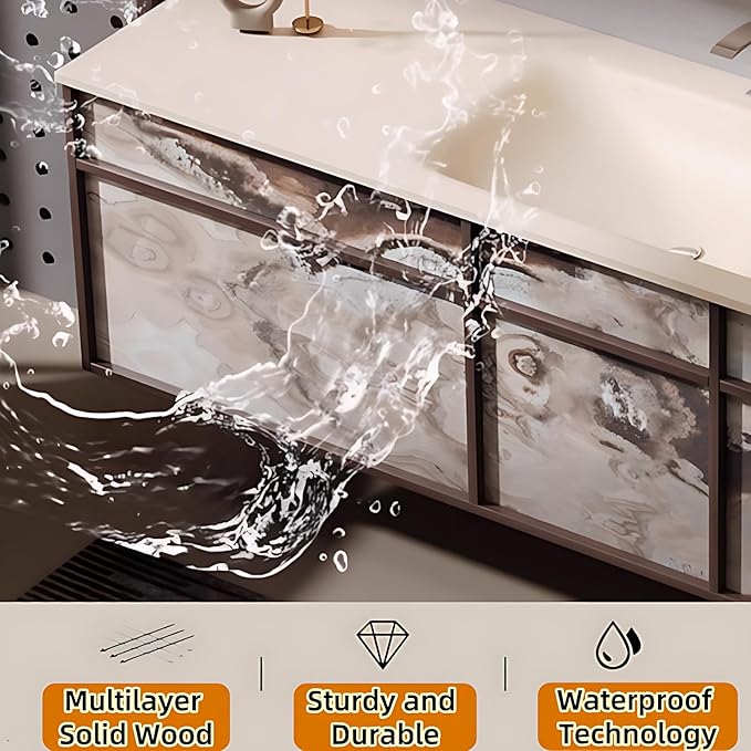 56in Bathroom Vanities Set - Bathroom Vanity with Sink, Tall Storage, Smart Defogging Mirror, Integrated Sink & 2 Large Drawer | Floating Cabinet