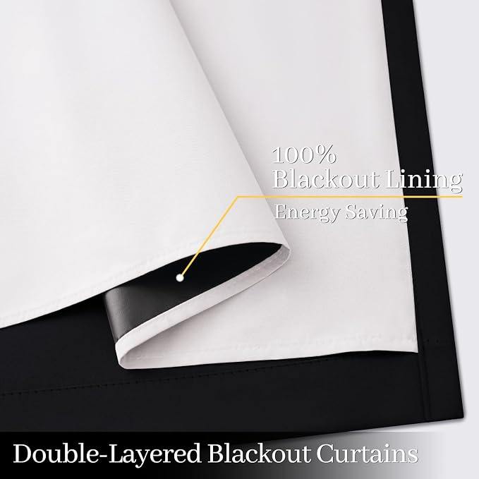 Yakamok 100% Blackout Curtain Panels 84 inches Cold and Light Blocking Drapes