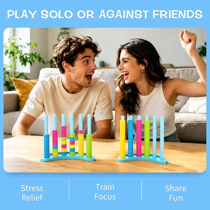 iuuoi Color Matching Challenge Puzzle Game 1 Pack – Fast Pattern Color Sorting & Stacking Toys, Fun Family Board Game for Kids 6-8-12 & Adults, Birthday for Boys & Girls