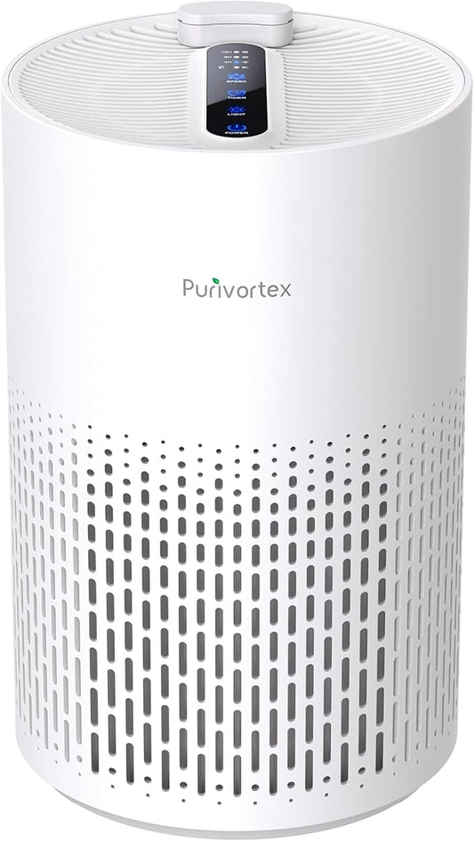 Purivortex Air Purifiers for Home, Quiet HEPA Air Filter for Pollen, Smoke, Dust, Pet Dander, Odor, Hair, Covers Up to 880 Sq Ft (Model: PX500 White with Fragrance Sponge)