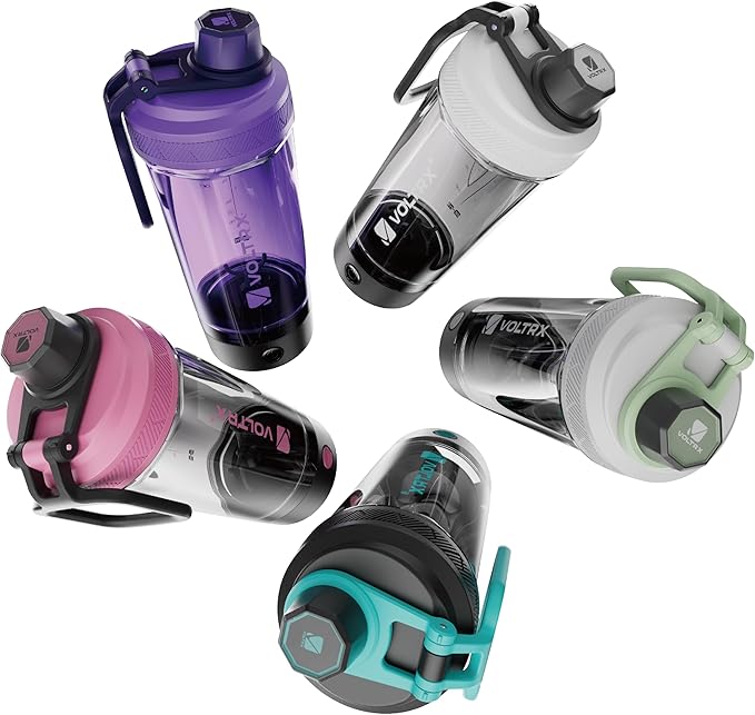 VOLTRX Shaker Bottle, Gallium USB C Rechargeable Electric Protein Shake Mixer, Shaker Cups for Protein Shakes and Meal Replacement Shakes, BPA Free, Made with Tritan, Obsidian Black, 20oz