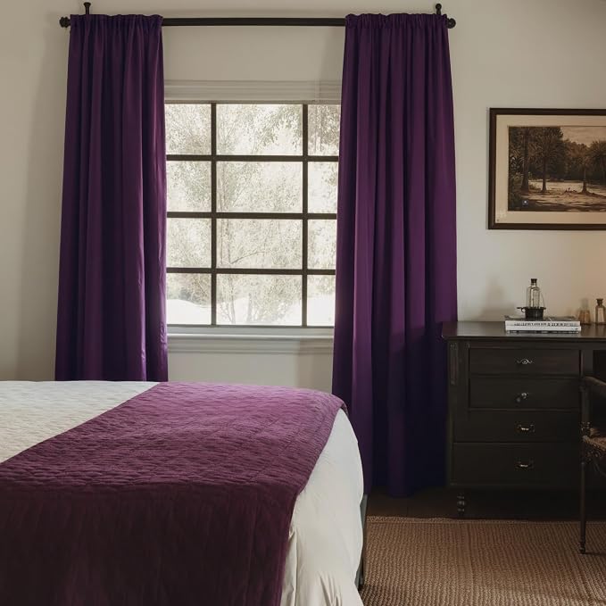 NICETOWN Blackout Purple Gothic Velvet Curtains 96 inch Long, Dark Purple