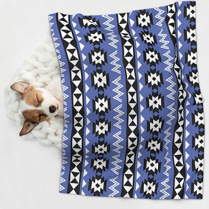 Pet Blanket for Couches and Beds, Tribal Ethnic Aztec Native American Decor, Reversible Double Sided Plush Design with Soft Bumpy Texture and Smooth Surface, Furniture Protector