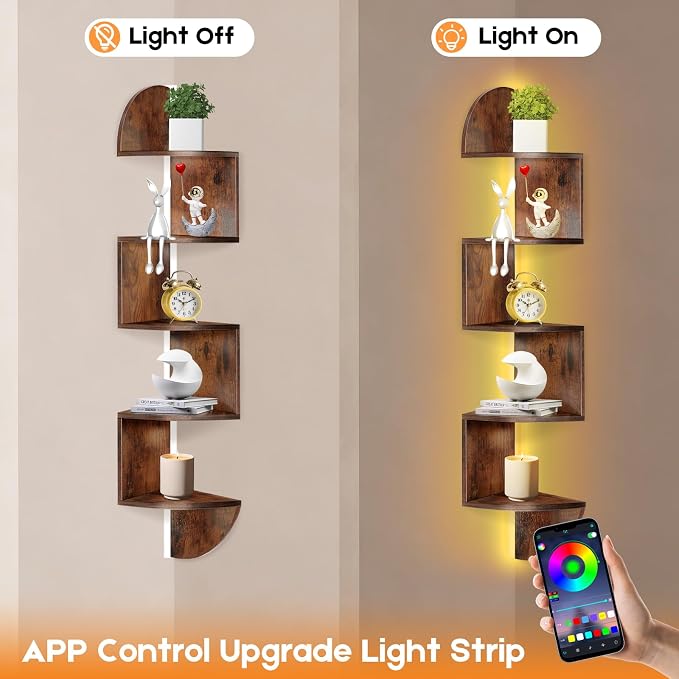 Corner Shelf, 5 Tier Corner Shelf Wall Mounted