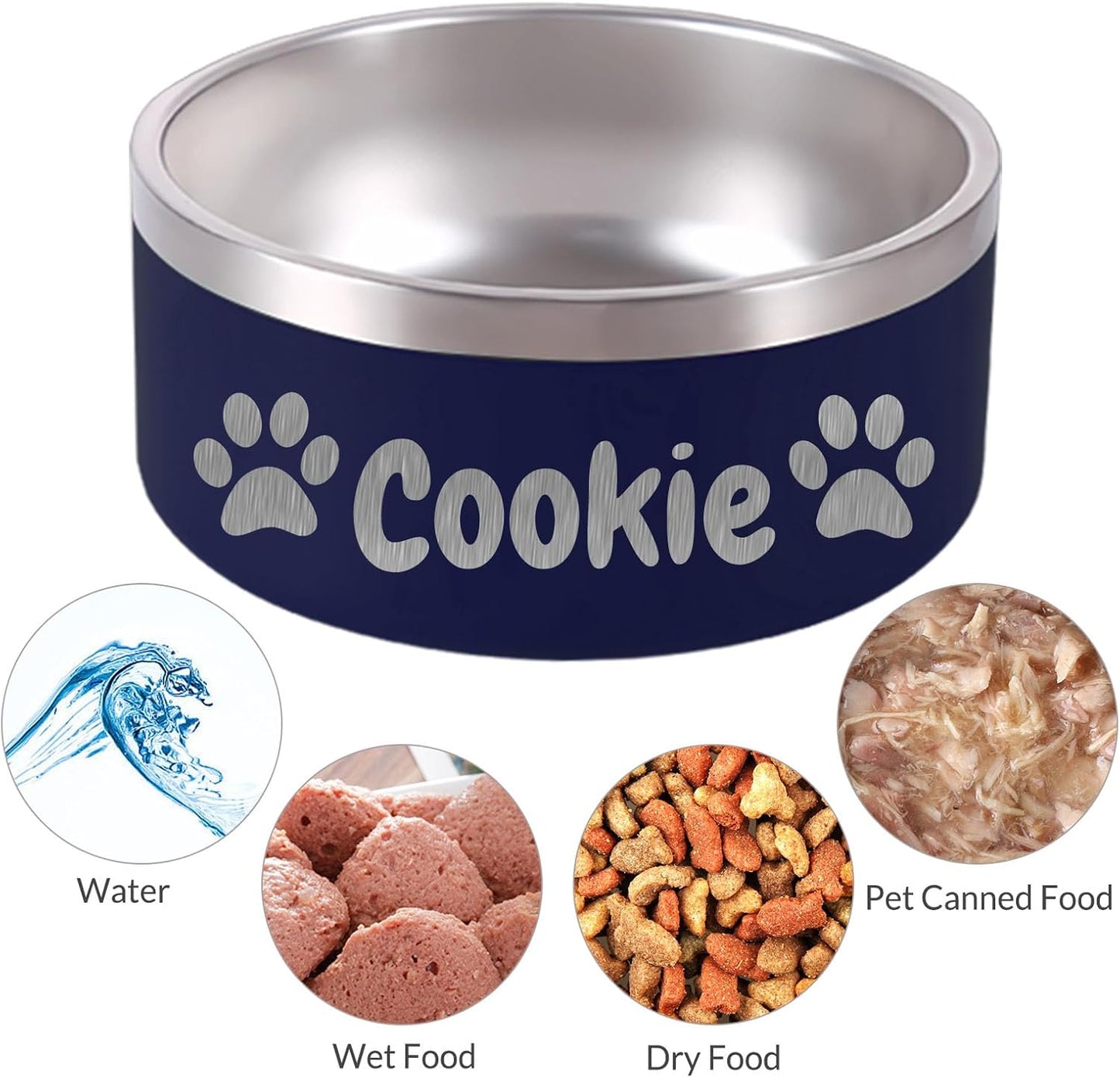 42OZ Personalized Dog Bowl Laser Engraved Custom Pet Name 18/32/42/64 oz No Slip Stainless Steel Insulated Bite-Resistant Food Water Dishes-Red
