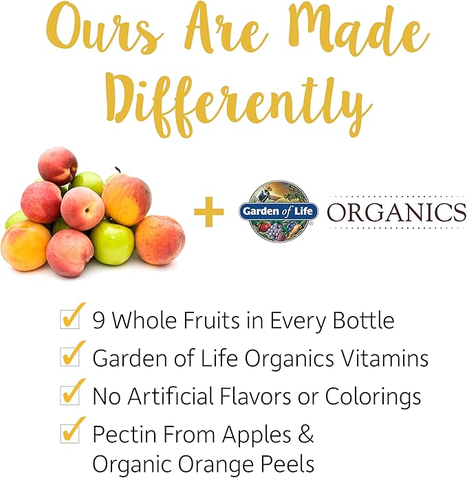 Garden of Life Organics Kids Gummy Vitamins - Fruit - Certified Organic, Non-GMO & Vegan Complete Children's Multi - B12, C & D3 - Gluten, Soy & Dairy Free, 120 Real Fruit Chew Gummies