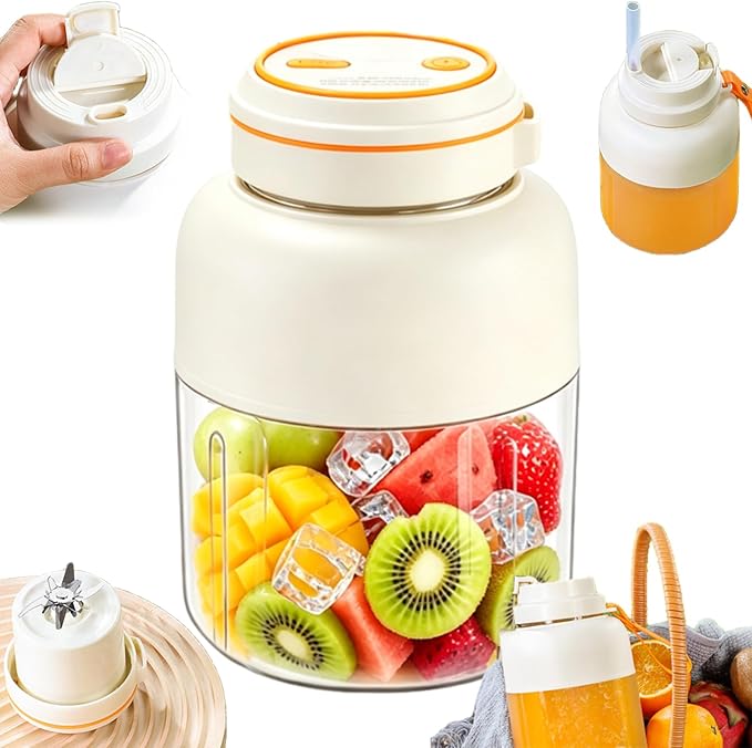 Portable Wireless Juicer Cup, 28/45Oz 180W 38 Blades USB Rechargeable Blender, Dual Lid Leakproof Compact Travel Juicer Cup for Shakes Fruits Vegetables Office Outdoor (White-800ml)