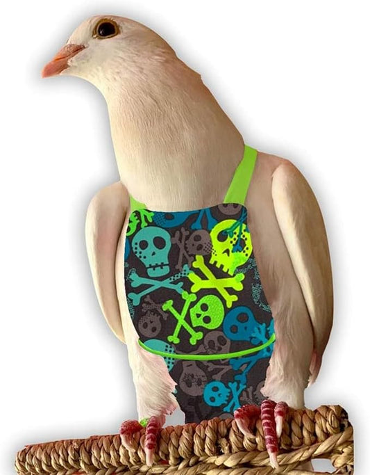 Bev's Bird Boutique Regular Flyper Adjustable Bird Diaper | Reusable, Washable Cloth | Comfort Fit for Parrot, Cockatiels, & Other Small Birds | Fashionable Avian Accessories, Pirate, Size 8.5