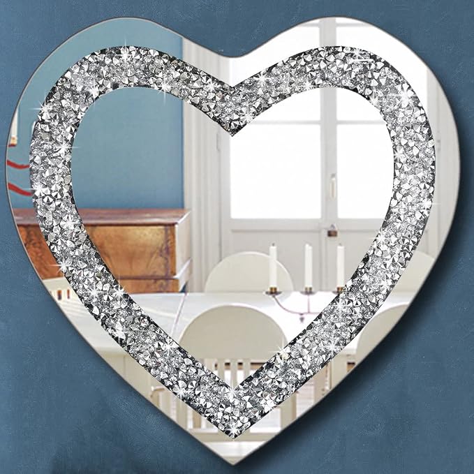 DMDFIRST Crystal Crush Diamond Heart Shaped Silver Mirror