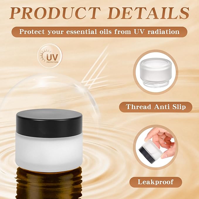1 oz Glass Jars with Lids, Empty Cosmetic Jars, Airtight Containers with Inner Seal for Creams, Balms, Ointments, DIY Crafts, Salves (48 Pack, Clear Frosted)