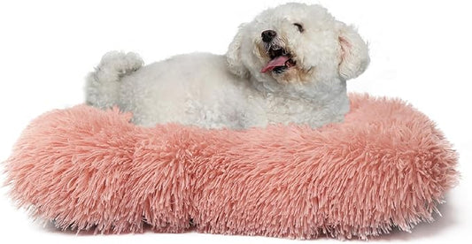 nononfish Dog Crate Bed for Small Dogs Washable Orthopedic Flat for Inside Crate Cages Kennel House Sofa Plush Comfy Sleeping Pink 24 in