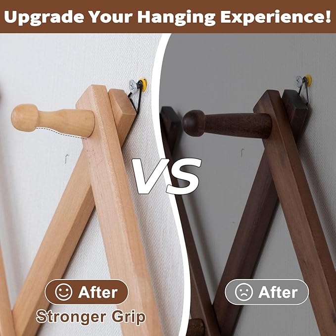 SCUNDA Wall Rack with 16 Hooks, Wooden Wall Expandable Coat Rack