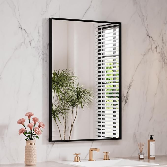 LOAAO Black Bathroom Mirror 24"X36"