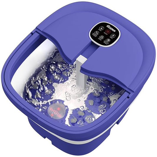 HOSPAN Collapsible Foot Spa Electric Rotary Massage, Foot Bath with Heat, Bubble, Remote, and 24 Motorized Shiatsu Massage Balls. Pedicure Foot Spa for Feet Stress Relief - FS02A