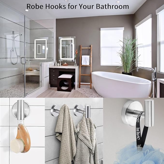 Kruodop Towel Hooks for Bathroom, 2 Packs Wall Mount Towel Holder, Bronze Matte