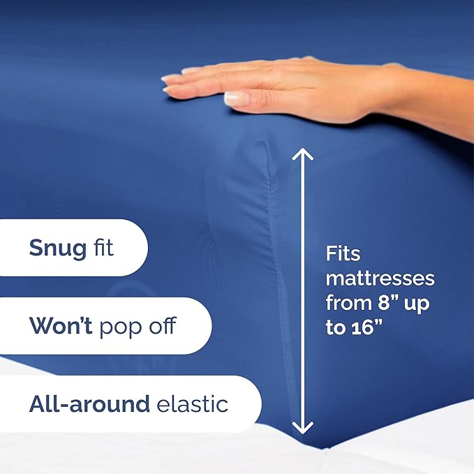 Queen Size 4 Piece Sheet Set - Extra Soft, Breathable & Cooling Sheets - Hotel Luxury Durable Bed Sheets for Women & Men - Deep Pockets, Easy-Fit & Wrinkle-Free Sheets - Cobalt Blue Oeko-Tex Sheets