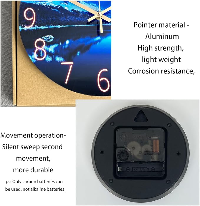 Big Wall Clock for Living Room Decor Blue Decorative Wall Clocks Battery