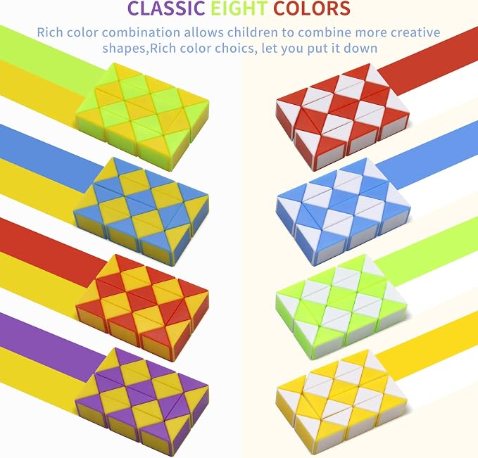 24 Pack 24 Blocks Mini Fidget Snake Cube Mini Twist Puzzle Cubes Magic Speed Cubes Toy for Kids Party Bag Fillers, Party Supplies