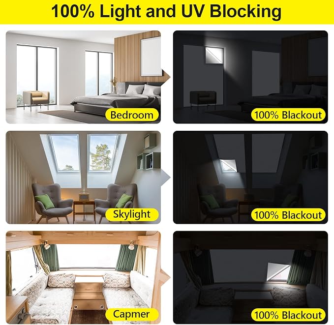 FADOTY Cuttable Blackout Shades Fabric Sheet, Portable 100% Black Out Window