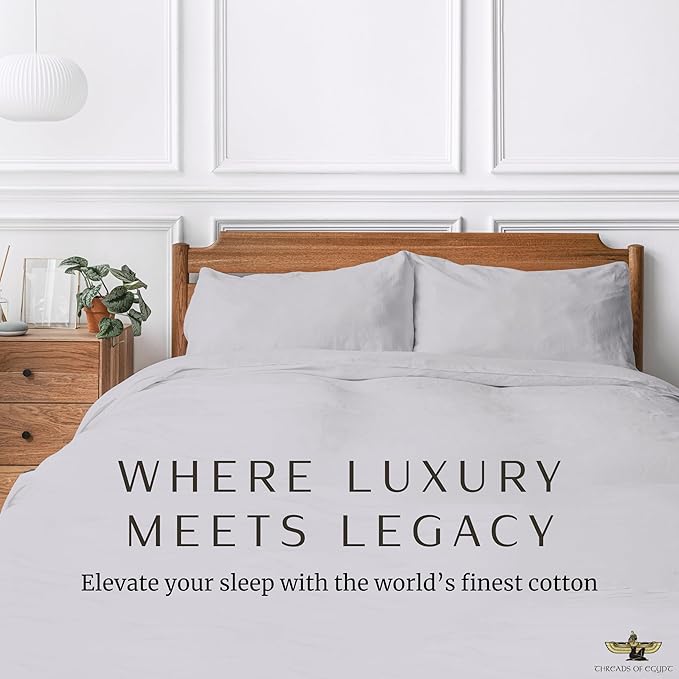 100% Egyptian Cotton Sheets King Size | 1200 Thread Count | CEA Gold Seal Certified | Ultra Soft | Cooling for Hot Sleepers | 18" Deep Pocket | King Size [Grey]