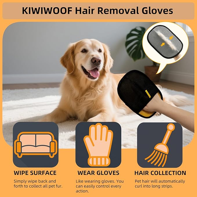 2Pcs Electrostatic Pet Hair Removal Gloves for Cats & Dogs,2025 New Upgraded Reusable Quick De-Shedding Grooming Gloves,Animal Fur Remover Tool for Couch,Carpet,Furniture,Car Seat,Clothing,Curtain
