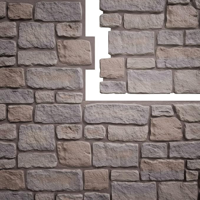 EverStone Cobblestone Faux Stone Panel, Harbor Mist Color