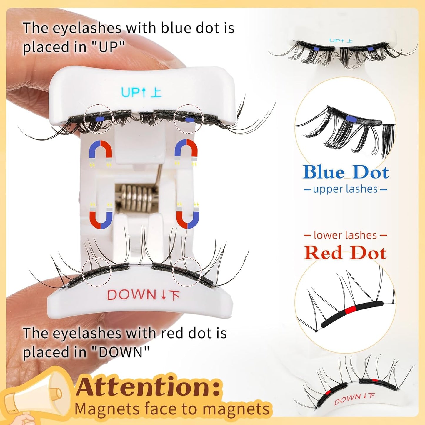 QUEWEL Magnetic Eyelashes, Reusable No Glue Needed Magnetic Eyelashes Kit with Applicator Lash Clusters Kit without Eyeliner So Soft and Easy to Wear and Remove (G-RC-D)
