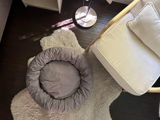 Organic Cotton Canvas Dog Bed: Removable Cover, Natural Fill - Made in USA (Blue Gray, Large 35" x 8" inches)