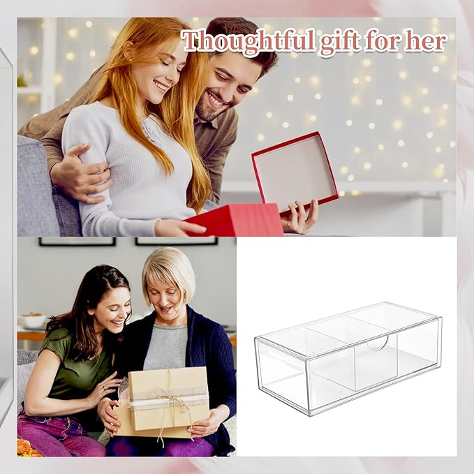 Hair Accessories Organizer for Girls, Clear Acrylic Hair Tie Organizer, or Headband, bows，Cute Small Stackable Storage Drawer Container Caddy Box for Bathroom Vanity Countertop 6PCS