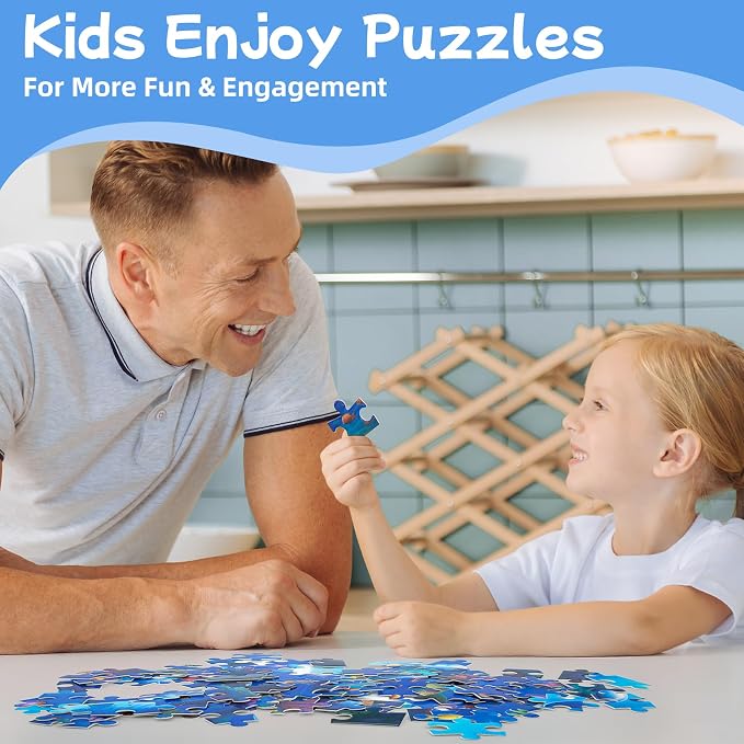100 Piece Puzzles for Kids Girls Boys Ages 4-10, Colorful Ocean Under Sea | Learning Educational Jigsaw Puzzles Toys with Full-size Poster, Holiday/ Birthday/Party/School Gifts for Children